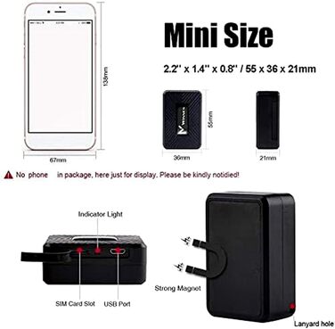 GPS-трекер Winnes 4G Mini 1500 мА·год з магнітом, анти-втрата, для авто, дітей, велосипеда, валізи, підтримка GPS/AGPS/LBS, додаток у комплекті