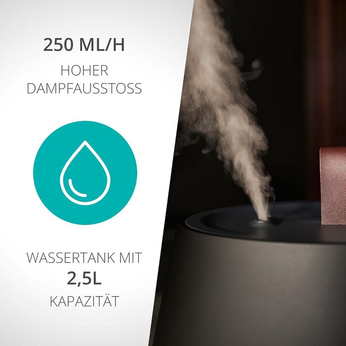 Ультразвуковий зволожувач повітря Duux Tag 2 - 2.5л, чорний. Зволожувач для дому, 30 м², 10 годин роботи