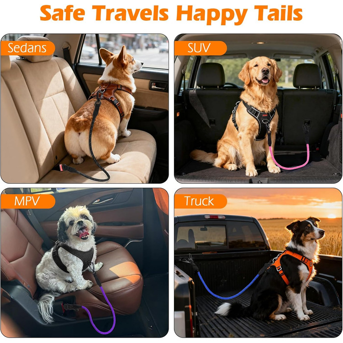 Автомобільний поводок-пояс для собак PetBonus: безпечний та надійний, для малих, середніх та великих собак (чорний)