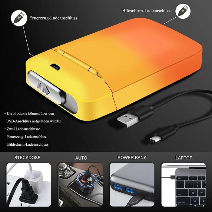 Вишукане екіпірування для курця: тютюнониця Lafagiet XL666 з запальничкою, вміщує 18 сигарет King Size, LED-дисплей, подарунок на День батька