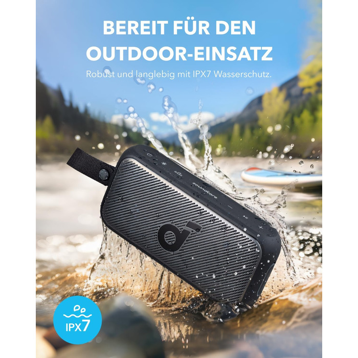 Soundcore Motion 300 - Бездроковий портативний Bluetooth-динамік з BassUp, SmartTune, 30W, 13h, IPX7, для дому, саду, кемпінгу та подорожей, Чорний