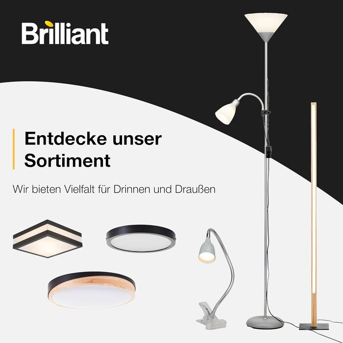 Торшер Brilliant Vessa Bogen, 1.7м, хром/білий, 166x27 см - стильний освітлювальний прилад