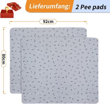 2 шт. вбиральні підкладки для цуценят, 80х92 см, водонепроникні та миючі. Килимки для навчання собак, неслизькі килимки для дивана та підлоги (2 шт.)