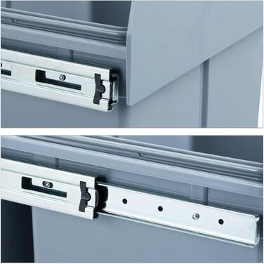 Вбудований відро для сміття Relaxdays для кухні, висувний, під шафу, 15 л + 2 x 8 л, пластик, сірий