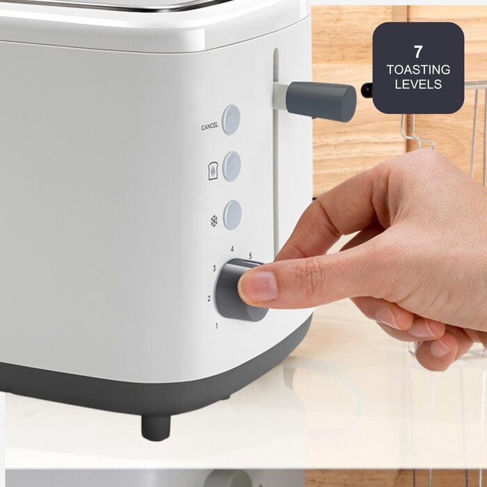 Тостер Black+Decker BXTO1001E, 1000 Вт, 2 слоти, 7 рівнів підсмажування, білий