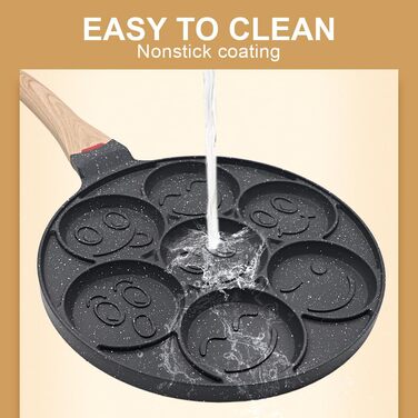 Пательня для млинців Smiley 7 отворів 26 см, антипригарна, для газової плити, чорна