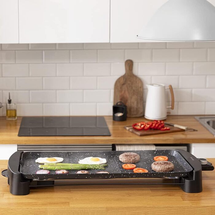 Cecotec Tasty & Grill 2000 Electric Grill Plate - 2000W Stainless Steel, Adjustable Temperature & Non-Stick Surface