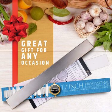 Premium 43cm Magnetic Knife Strip for Refrigerator - Non-Slip, Extra Strong Double-Sided Magnetic Knife Holder - Space-Saving Magnetic Knife Rail with Strong Magnetic Attraction