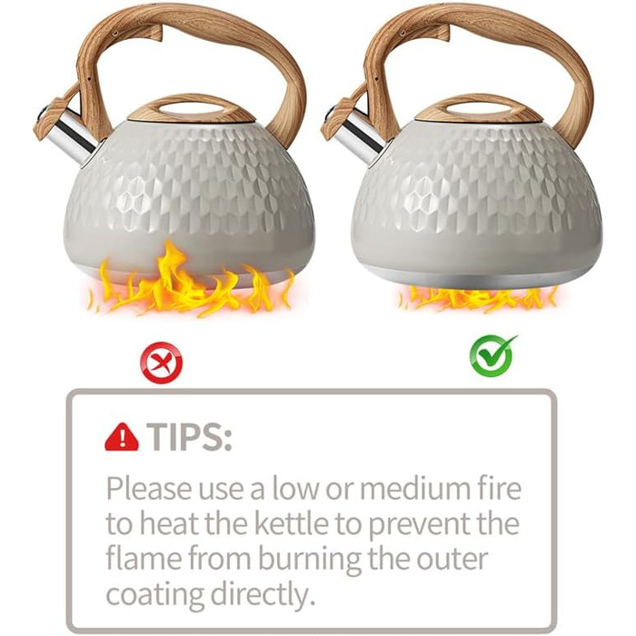 Чайник Teekessel 2.7л з дерев'яною ручкою, гучний свисток, нержавіюча сталь, безпечний, для всіх плит