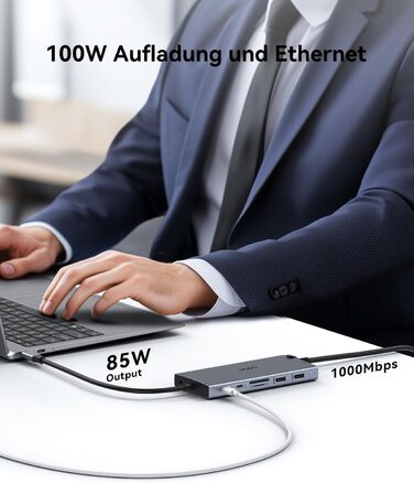 Док-станція USB-C з підтримкою двох моніторів, 14 в 1 для ноутбука, хаб з 2 HDMI, VGA, Ethernet, PD, USB Data, 5 USB портів, SD/TF кардридер, аудіо