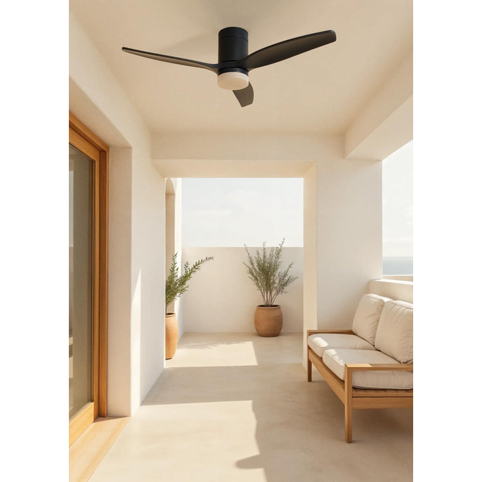 Вентилятор стельовий Windcalm M/ з ABS, Wi-Fi, пультом, 40W, Ø132cm, таймер, DC-двигун, літньо-зимовий режим, з підсвічуванням (Чорний)