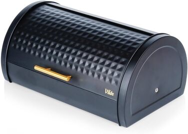 Металева хлібниця Vilde - чорна, 38 x 25 x 18 см