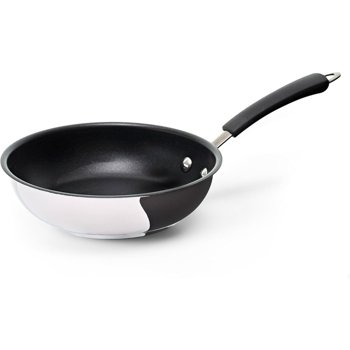 Сковорода Coolinato 28 см з антипригарним покриттям, нержавіюча сталь, для плити (газ, кераміка, електро), індукції та духовки