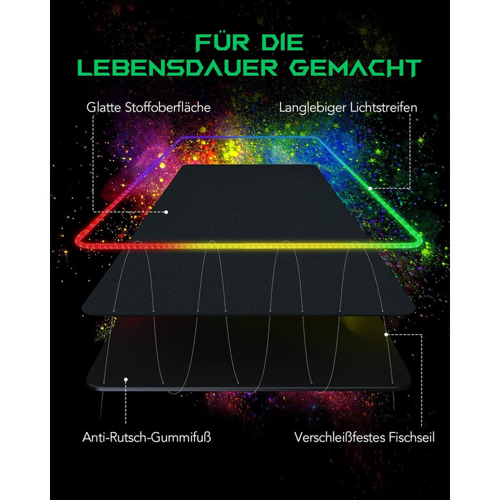 Ігрова мишка Pad Black Shark Manta P3 XL (90x40 см) - килимок для миші з RGB підсвічуванням, вологостійкий, чорний