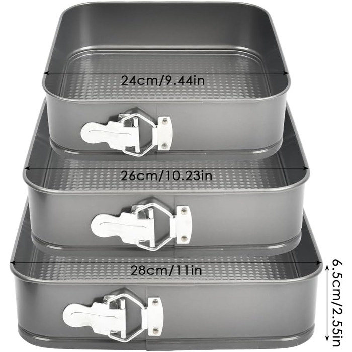 Форма для випікання тортів TIMESETL кута/прямокутна, 3 в 1, регульована, Ø 24/26/28 см, з антипригарним покриттям