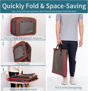 Складана переносна будка для собак Petsfit, 80x44x67 см, червоно-коричнева