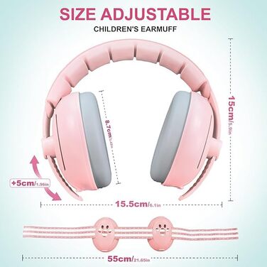 Навушники-захисники для малюків 2-в-1 (0-4 роки), рожеві. Захист від шуму, комфортні, регульовані, з ABS-оболонкою. Ідеально для подорожей, сну та повсякденного використання.