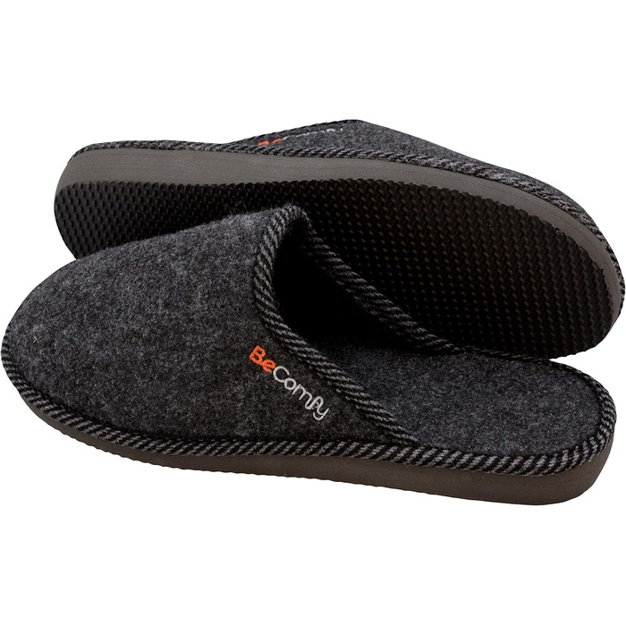 Чоловічі фетрові домашні тапочки BeComfy з EVA підошвою Memory Foam, сірий графіт, розміри 40-46