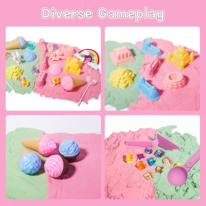 Aliex Magic Play Sand Set for Girls, Unicorn Sand Set | Magic Play Sand Toy Gift for Girls 3 4 5 6 7 8 Years