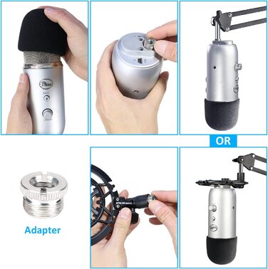 Підставка для мікрофона SUNMON для Blue Yeti - міцна, 360° обертання, металева кріплення, універсальна для HyperX QuadCast 2, Fifin AM8, Seiren Mini V3, MV7, з поролоном