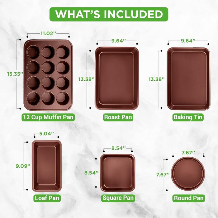 NutriChef 20-Piece Cookware Set - Pot Set, Frying Pan Set & Baking Set Non-Stick | PFOA/PFOS-Free | Induction Pots & Pans, Round Cake Pan, Loaf Pan, Casserole Dish, Muffin Tin, Baking Sheet Brown