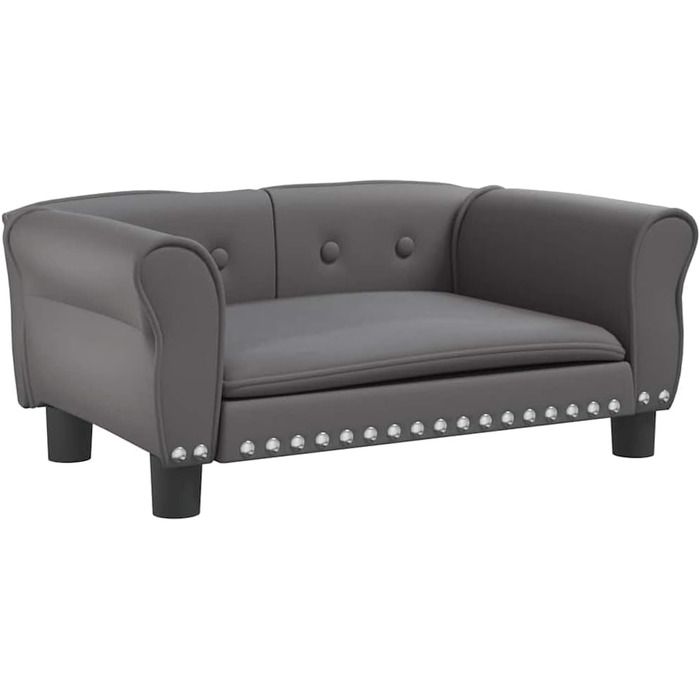 Крісло-ліжко для собак, м'яке ліжко для тварин, лежанка для маленьких собак та котів, сіре штучне шкіряне, 70 x 45 x 30 см