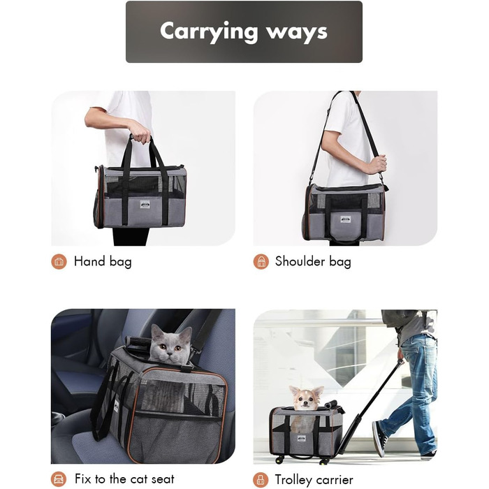 Транспортна переноска для собак та котів з колесами, сірого кольору. З телескопічною ручкою та ременем на плече.