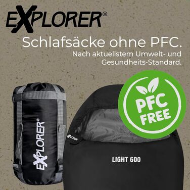 Сплячий мішок Explorer® Light 600 - ультралегкий, 210x75x50 см, для кемпінгу та трекінгу, -2°C до +14°C, чорний