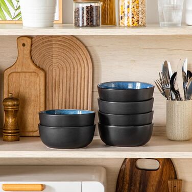 Набір тарілок/мисок Vancasso PLAYA, 6 шт., блакитні, з кераміки (6 мисок, супові тарілки, салатники, паста)