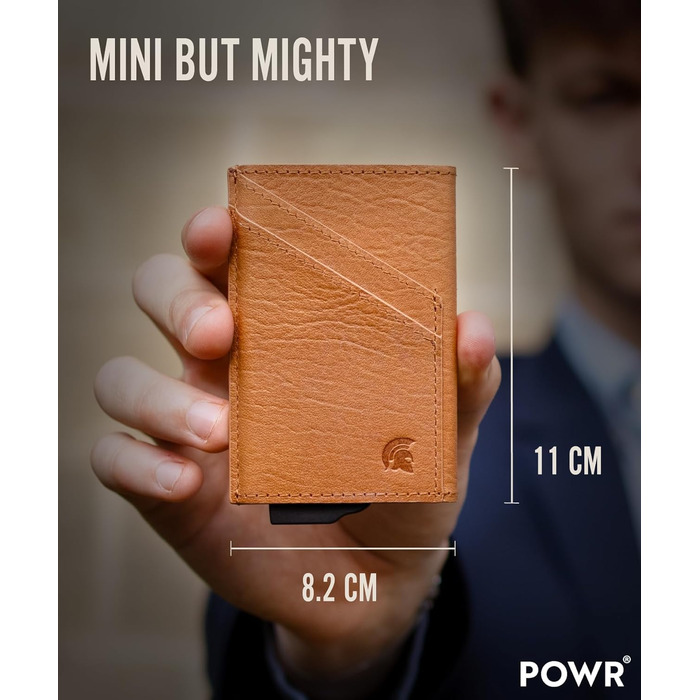 Чоловічий металевий картхолдер POWR Wallet з відділенням для монет. Мінімалістичний картхолдер для чоловіків (колір: коричневий)