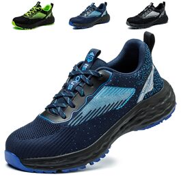 Черевики безпеки ISOOUS для чоловіків та жінок. Легкі, дихаючі, з металевим капаком, антиковзаючі, зручні. Розмір 43 EU, блакитні.