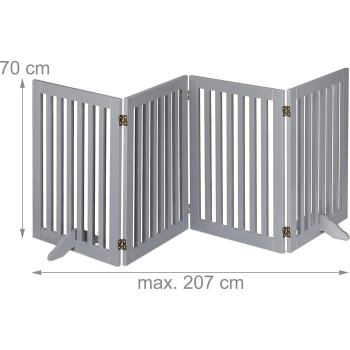 Захисне ворота Relaxdays для собак, розкладне, сіре (70 x 207 см)
