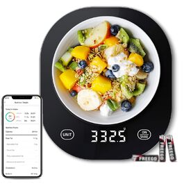 Кухонні ваги Arboleaf Digital з додатком, 10 кг/0.5 г, Bluetooth, підрахунок калорій, USB-зарядка, точність до грама, скло, функція тарування (білий/чорний)