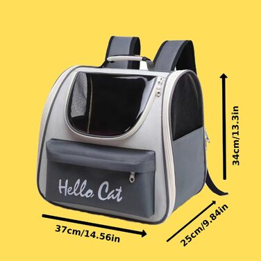 Рюкзак для котів та маленьких собак з сітчастим вікном, до 15 кг, чорний