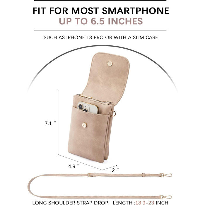 Сумка-клатч BOSTANTEN для телефону через плече, сіра (A-13-braun) - PU шкіра, жіноча, з гаманцем