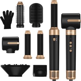 UKLISS Airstyler Multistyler 7 в 1: фен-щітка, локон, випрямляч, турбіна, 1400W, турбіна, 3 режими температури, 30 мм, турбіс