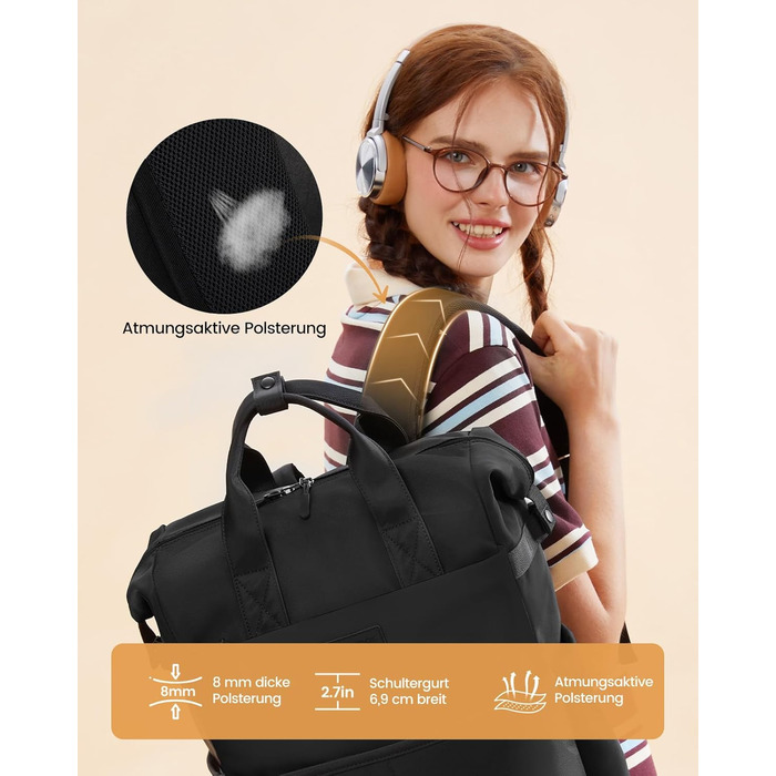 LOVEVOOK Рюкзак для жінок з відділенням для ноутбука 15.6 дюймів. Шкільний, для подорожей, університету, бізнесу. Водонепроникний, рожево-сірий