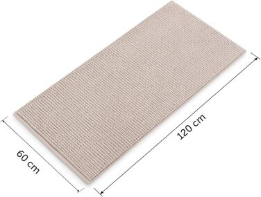 М'який килимок для ванної кімнати Blumtal 60x120 см, високий ворс шеніль, протиковзкий та придатний для прання, сертифікат Oeko-TEX (Бежевий)