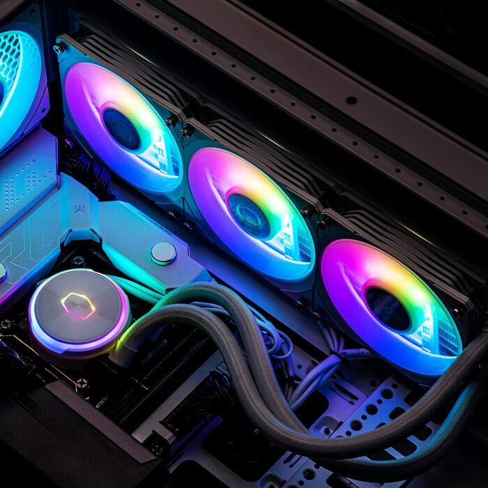 Система водяного охолодження Cooler Master MasterLiquid PL Flux 360 (білий) з 2 x 120mm вентиляторами та ARGB-контролером