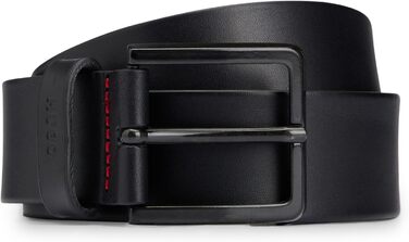 Чоловічий шкіряний ремінь HUGO Gionio SZ40 з логотипом на петлі, чорний (105 Schwarz001)