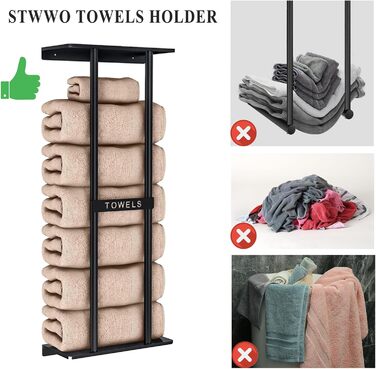 Тримач для рушників на стіну, чорний, 76 см, з полицею. Металевий тримач для рушників та гостей. Аксесуар для ванної кімнати.