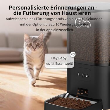 Автоматичний диспенсер корму та води для котів DOEL 2-в-1 з керуванням через додаток, голосовою підтримкою та таймером, 6л корму + 2.5л води