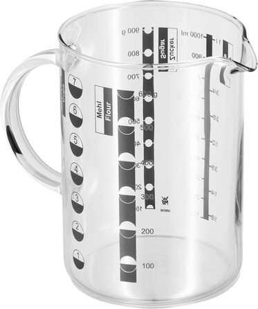 WMF Top Tools Manual Citrus Juicer 8 cm, Cromargan Stainless Steel, Lever Juice Press & Gourmet Glass Measuring Cup 1l, Heat-Resistant Glass, Scale for Liters, Milliliters, Cups, and Grams