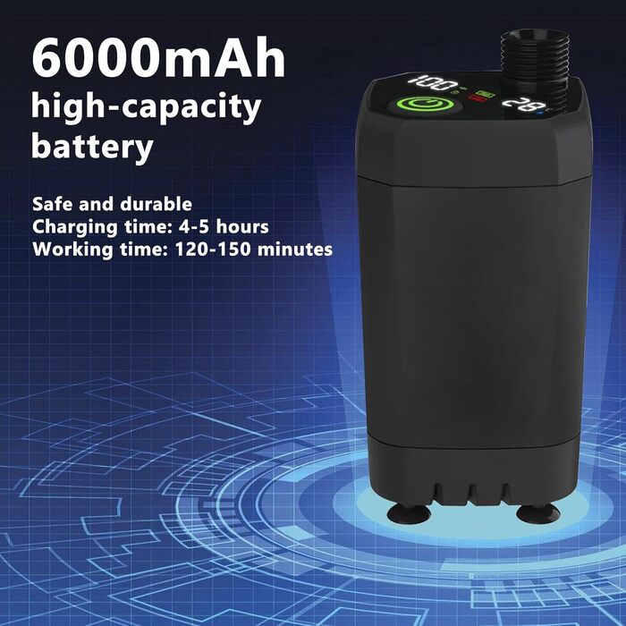 BORDEAG Портативний душ для кемпінгу з акумулятором 6000mAh, перезаряджуваний, з насосом, лійкою та складним відром для душу. Душ для подорожей, пляжу, миття авто.