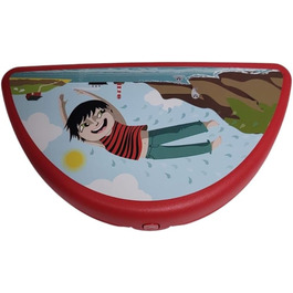 Tupperware Sandwich Box Storage Container Lunch Box Square with Hinge and Latch (Sandwich red half-round)