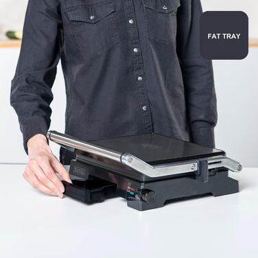 Електричний гриль та контактний гриль Black+Decker BXGR2200E 2-в-1, 2200W, 29x23 см, LCD-дисплей, регулювання температури та часу