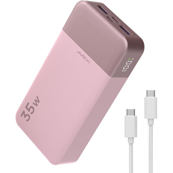 Powerbank JUOVI 20000mAh з LED дисплеєм, 35W, 2 USB-C, 2 USB-A, PD 3.0, QC 4.0 (Блакитний)