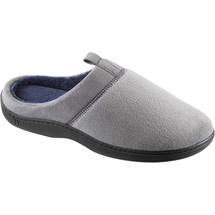 Тапочки чоловічі Isotoner з піною Memory Foam та підошвою для дому та вулиці (Large, Microterry Ash)