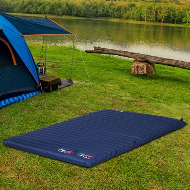 Outsunny Inflatable Air Mattress, Blow-Up Bed, Camping Mat, Navy Blue, 195x138x10cm, made of PVC and Polyester Pongee