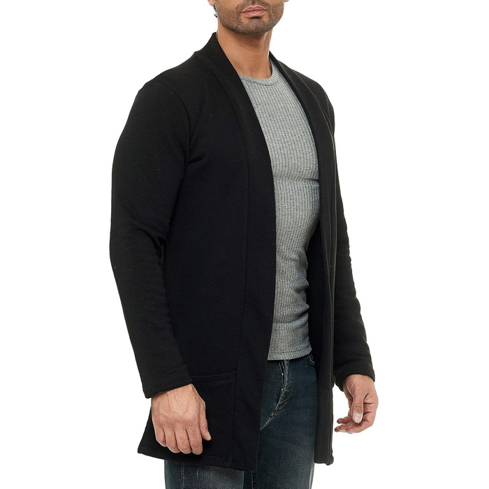 Кардиган чоловічий Redbridge, куртка-світшот, сако, довгий крій (XXL, чорний)